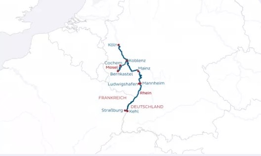 Nicko莱茵河巡游 行程安排路线图